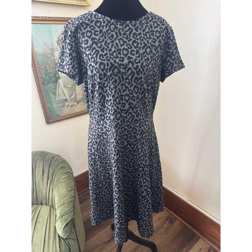 LOFT Gray Black Leopard Print Dress Women’s Size 10 Animal Print Dress